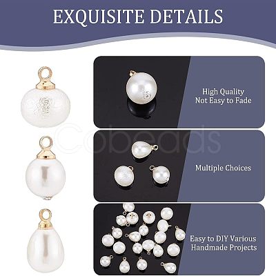 SUPERFINDINGS 90Pcs 3 Style  ABS Plastic Imitation Pearl Charms KK-FH0004-16-1