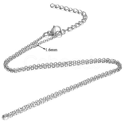 Non-Tarnish 304 Stainless Steel Cable Chain Necklace STAS-T040-PJ204-50-1