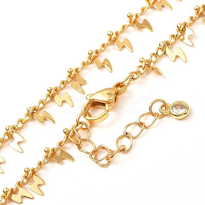 Lightning Bolt Brass Pendant Necklaces NJEW-JN03649-01-1