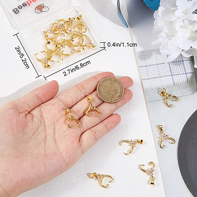 Beebeecraft 20Pcs Rack Plating Brass Pendant Pinch Bails KK-BBC0007-50-1