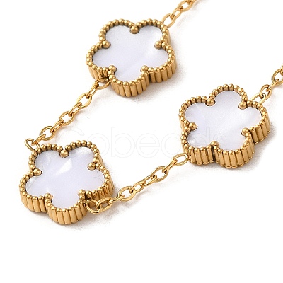 Ion Plating(IP) Resin Flower Link Chain Bracelet BJEW-H602-02G-1