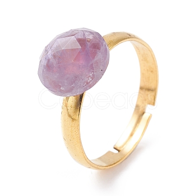 Natural Mixed Gemstone Adjustable Rings RJEW-JR00402-1