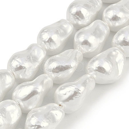 Electroplated Shell Pearl Beads Strands BSHE-M035-01A-05-1