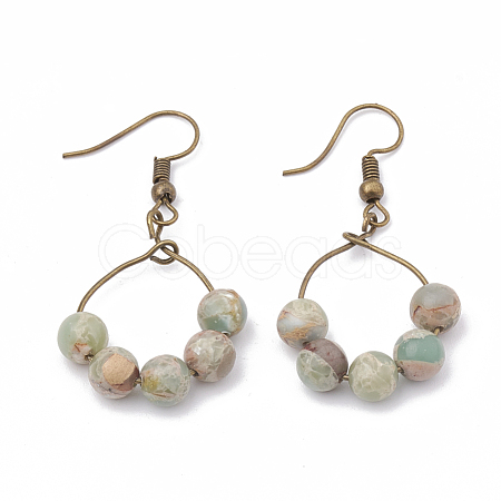 Natural Aqua Terra Jasper Dangle Earrings EJEW-S202-011B-1