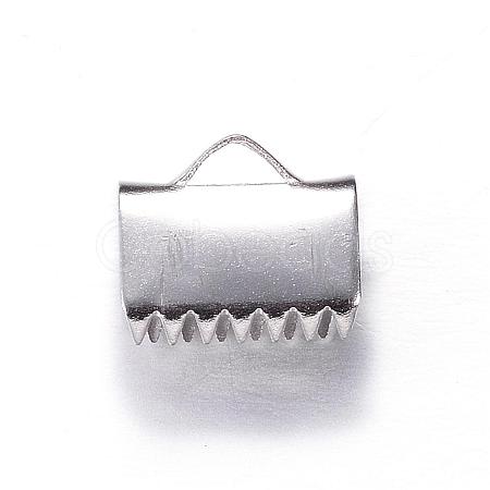304 Stainless Steel Ribbon Crimp Ends STAS-P090-04-1