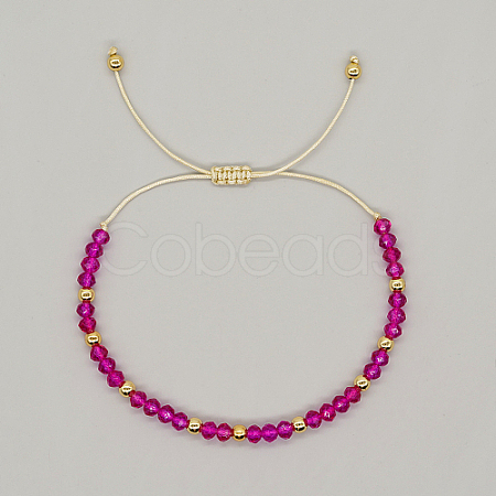 Adjustable Glass Braided Bead Bracelets XA7539-6-1