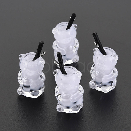 Imitation Bubble Tea/Boba Milk Tea Opaque Resin Pendants RESI-T052-03E-1