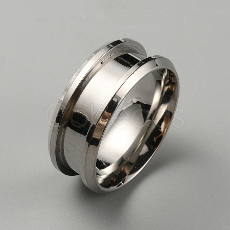 304 Stainless Steel Grooved Finger Ring Settings RJEW-WH0010-08A-P-1