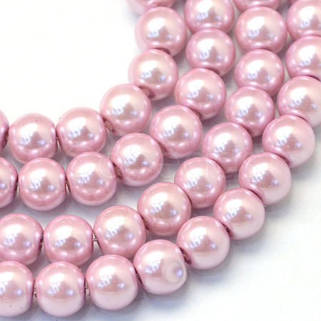 Baking Painted Pearlized Glass Pearl Round Bead Strands X-HY-Q003-6mm-47-1