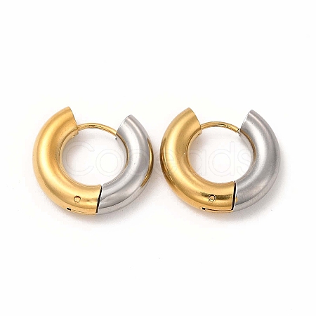 Two Tone 303 Stainless Steel Huggie Hoop Earrings for Women EJEW-C011-07D-1-1