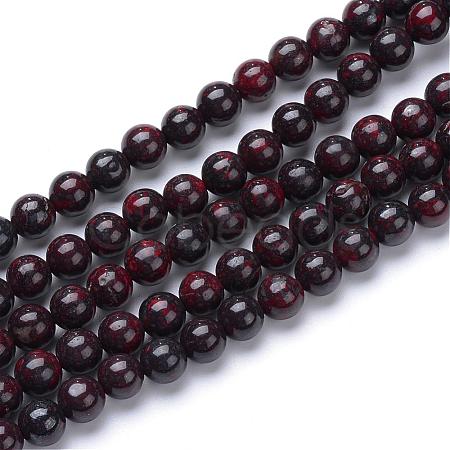 Natural Bloodstone Beads Strands G-R412-06-6mm-1