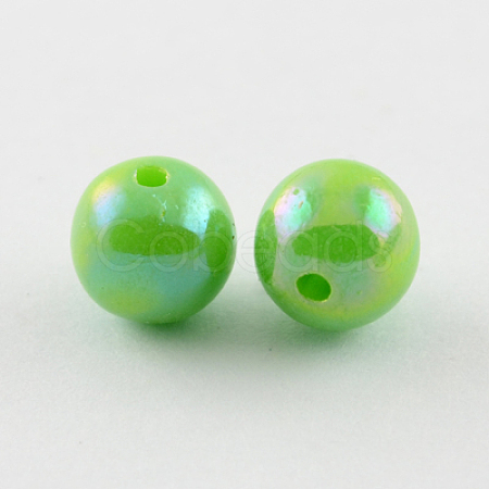 AB Color Plating Solid Color Acrylic Round Beads PACR-S109-01-1