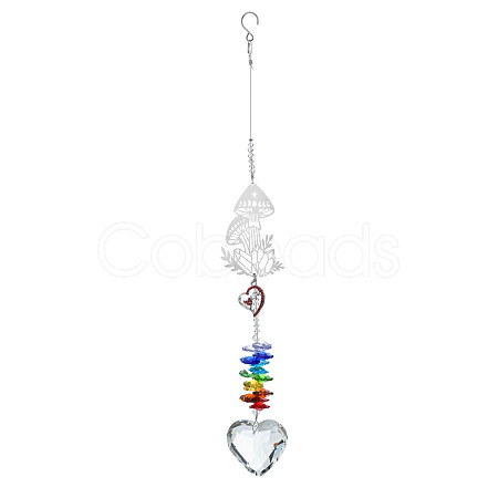 Christmas Glass Heart Pendant Decoration DJEW-PW0019-04C-1