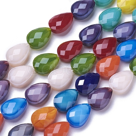 Opaque Solid Color Glass Beads Strands X-GLAA-J100-02-1