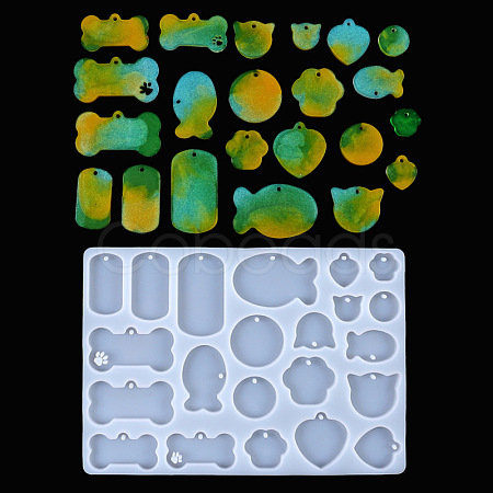 Bone & Fish & Heart DIY Silicone Pendant Molds WG41789-01-1