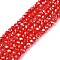 Electroplate Glass Beads Strands, Opaque Solid Color, AB Color Plated, Faceted, Rondelle, Red, 2.9~3.3x2mm, Hole: 0.8mm, about 148~150pcs/strand, 39.5~40cm