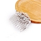 Flower Alloy Hair Comb Findings, Cabochon Settings, Jewelry Hair Accessories, Platinum, 57x53mm