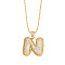 Brass Micro Pave Cubic Zirconia Pendant Necklaces, Golden, Letter N, 16.54 inch(42cm), Pendant: 24~30x13~22mm