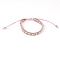 Polyster Braided Bead Bracelets, Adjustable Bracelet, Pink, Inner Diameter: 2-3/8 inch(6cm), 1Pc/Bag