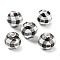 Printed Wood European Beads, Round with Tartan Pattern, Black, 13.5x13mm, Hole: 4mm