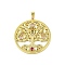 Brass Micro Pave Cubic Zirconia Pendants, with Enamel and Glass, Real 18K Gold Plated, Flat Round with Tree Of Life, Colorful, 39.5x35x3mm, Hole: 5x3.5mm