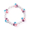 Handmade Polymer Clay Beads Stretch Bracelets for Kids, with Transparent Acrylic Beads, Heart, Colorful, Inner Diameter: 1-7/8 inch(4.8cm)