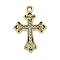 Alloy Rhinestone Pendants, UV Plated, Cross, Light Gold, 26.5x18.5x2mm, Hole: 2mm