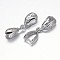 Filigree Rack Plating Brass Pendant Pinch Bails, Platinum, 13x8x5mm, Hole: 8x3mm and 7x4mm, Pin: 1mm