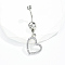 Minimalist Fashion Brass Cubic Zirconia Heart Belly Button Rings for Women, Platinum, 45x18mm