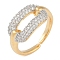 Oval Brass Micro Pave Clear Cubic Zirconia Finger Ring, for Women, Real 18K Gold Plated, 10.5mm, Adjustable