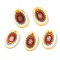 Natural Freshwater Shell Double Face Printed Oval Charms, Flower, 14.5x10x2.3mm, Hole: 1.6mm