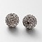 Grade A  Rhinestone Beads, Pave Disco Ball Beads, Resin and China Clay, Round, Gray, PP9(1.5.~1.6mm), 8mm, Hole: 1mm