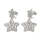 Non-Tarnish Texture Star 304 Stainless Steel Dangle Earrings, Stud Earring for Women, Stainless Steel Color, 37x22.5mm