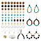 DIY Earring Making Kit, Including Round & Barrel & Rice Wood & Synthetic Turquoise Beads, Brass Earring Hooks, Pliers, Copper Wire, Mixed Color, 362Pcs/box