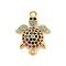 Tortoise Rack Plating Brass Micro Pave Cubic Zirconia Pendants, Cadmium Free & Lead Free, Long-Lasting Plated, Real 18K Gold Plated, 19x15x4mm, Hole: 1.5mm