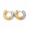 Two Tone 303 Stainless Steel Huggie Hoop Earrings for Women, Golden & Stainless Steel Color, 18.5x20x5mm, Pin: 1mm