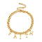 Brass Charm Bracelets for Women, Real 18K Glod Plated, Word Faith, 6-3/4 inch(17.2cm), Pendant: 9~9.5x3~7mm 