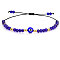 Adjustable Glass Evil Eye Brided Bead Bracelet, Blue, 