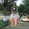 Natural Citrine Chips Woven Net/Web with Feather Pendant Decoration, Iron Ring Hanging Ornament, 400x70mm