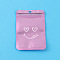 Plastic Zip Lock Bags, Resealable Small Jewelry Storage Bags Self Seal Bags, Top Seal, Rectangle with Smiling Face, Plum, 10x7.5cm