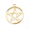 Zinc Alloy Pendants, Hollow, Ring with Star, Golden, 28x24x1mm, Hole: 3mm