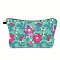 Cotton Linen Cosmetic Bag, with Polyester Lining, Ladies' Large Capacity Travel Storage Bag, Turquoise, 25x17cm