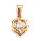 304 Stainless Steel Charms, with Cubic Zirconia, Heart, Clear, Golden, 15x12x4mm, Hole: 7x3.5mm