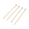 304 Stainless Steel Eye Pins, Real 18K Gold Plated, 50.5x3.5x0.7mm, Hole: 2mm