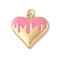 Rack Plating Brass Enamel Pendants, with Jump Ring, Cadmium Free & Lead Free, Long-Lasting Plated, Real 18K Gold Plated, Heart Charm, Pink, 19x19.5x2mm, Hole: 3.5mm