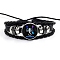 Constellation PU Leather & Glass Triple Layer Multi-strand Bracelets, Braided Adjustable Bracelets, Scorpio, 7-1/8 inch(18cm)