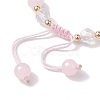 Flower Glass & Acrylic Braided Bead Adjustable Bracelets for Women BJEW-JB10446-05-4