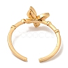 Brass with Cubic Zirconia Open Cuff Rings RJEW-B052-05G-02-3