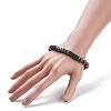 Natural Wood & Synthetic Hematite Stretch Bracelet with Gemstone BJEW-JB08155-4