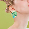 ANATTASOUL 4 Pairs 4 Colors Enamel Tropical Leaf Stud Earrings EJEW-AN0002-55-3